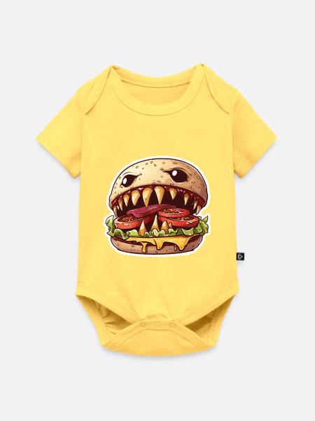 Fleischfressender Cheeseburger – Monster Burger - Baby Premium Kurzarmbody - Pastellgelb