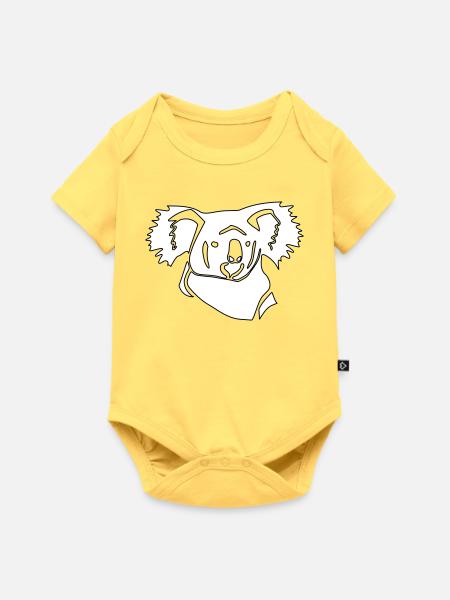 Koala Linienkunst - Baby Premium Kurzarmbody - Pastellgelb