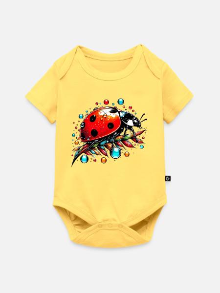 Marienkäfer - Baby Premium Kurzarmbody - Pastellgelb