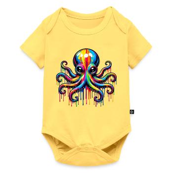 Krake - Baby Premium Kurzarmbody - Pastellgelb - Vorne