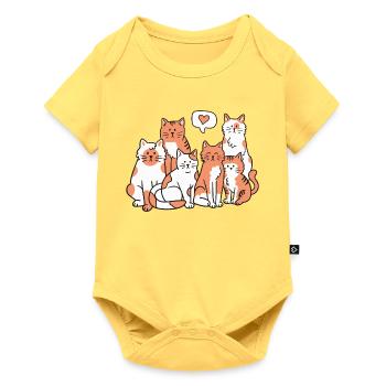 Katzen Katzenliebhaber - Baby Premium Kurzarmbody - Pastellgelb - Vorne