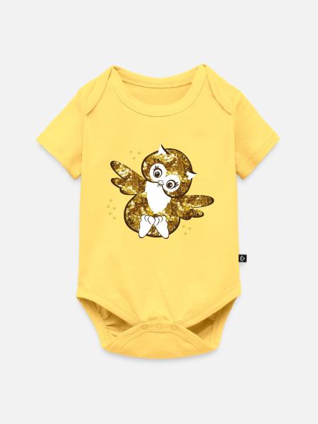 Funkelnde Eulenmädchen Illustration - Baby Premium Kurzarmbody - Pastellgelb