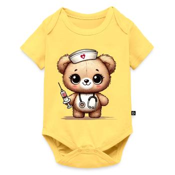 Adorable cuddly toy as a nurse - Baby Premium short-sleeve bodysuit - sky yellow - Front