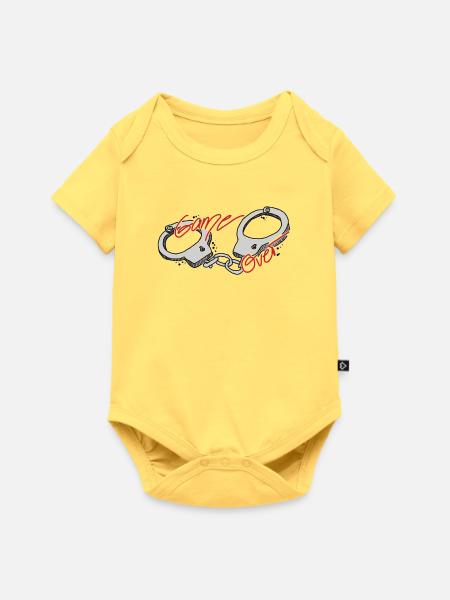 Handschellen - game over - Hand gezeichnet - Baby Premium Kurzarmbody - Pastellgelb
