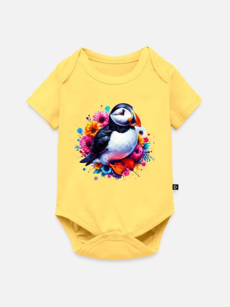Papageitaucher - Baby Premium Kurzarmbody - Pastellgelb