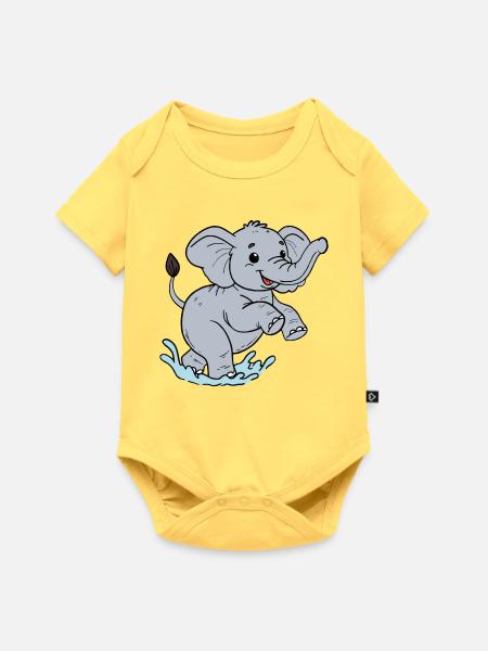 Elefant - Baby Premium Kurzarmbody - Pastellgelb