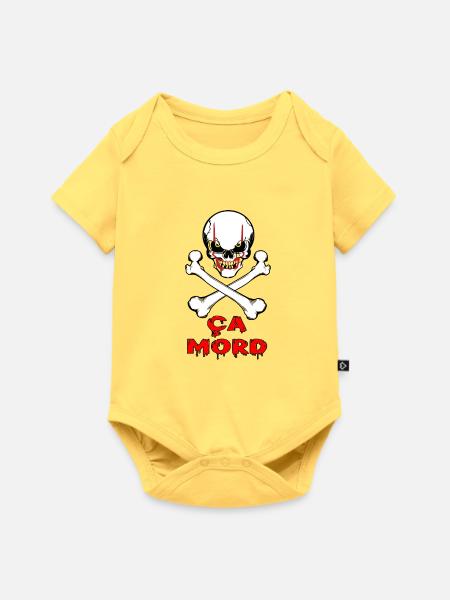 Er beißt - Baby Premium Kurzarmbody - Pastellgelb