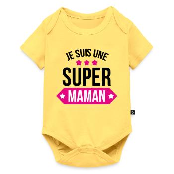 Je suis une super maman - Body à manches courtes Premium Bébé - jaune pastel - Devant