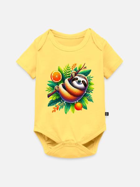 Faultier - Baby Premium Kurzarmbody - Pastellgelb