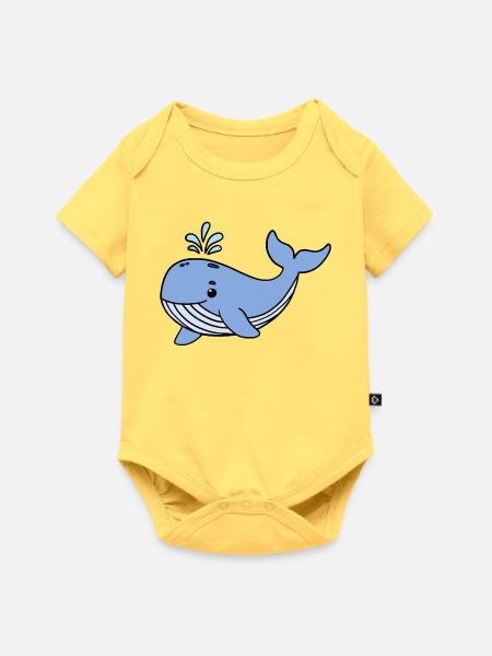 Wal Blauwal - Baby Premium Kurzarmbody - Pastellgelb