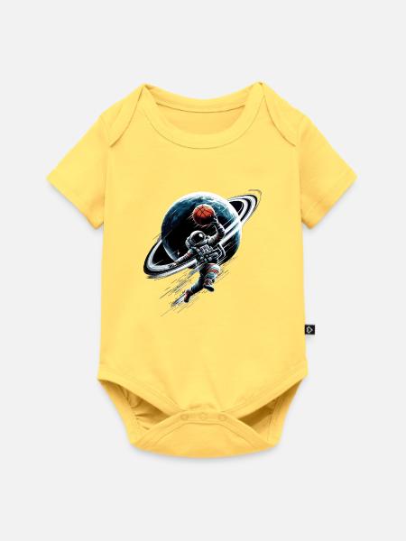 Basketball Astronaut Raumfahrer Geschenk - Baby Premium Kurzarmbody - Pastellgelb
