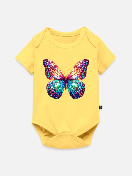 Schmetterling - Baby Premium Kurzarmbody - Pastellgelb