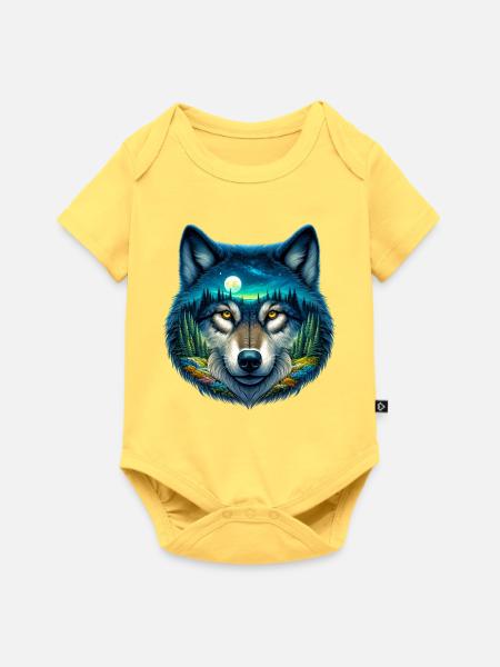 Wolf - Baby Premium Kurzarmbody - Pastellgelb