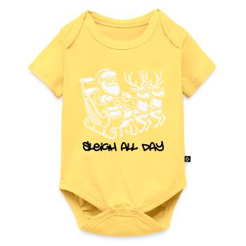 Glacière Père Noël – Traîneau toute la journée - Body à manches courtes Premium Bébé - jaune pastel - Devant