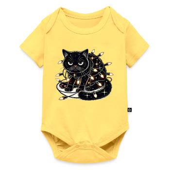 Grumpy Christmas Cat. Meow but please without tinsel - Baby Premium short-sleeve bodysuit - sky yellow - Front