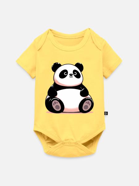 Panda - Baby Premium Kurzarmbody - Pastellgelb