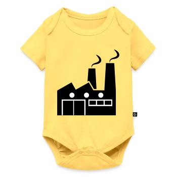 Abstract geometric line art of a factory - Baby Premium short-sleeve bodysuit - sky yellow - Front
