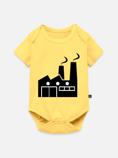 Abstrakte geometrische Linienkunst einer Fabrik - Baby Premium Kurzarmbody - Pastellgelb