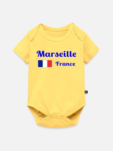Marseille Frankreich - Stilvolle Drucke - Baby Premium Kurzarmbody - Pastellgelb