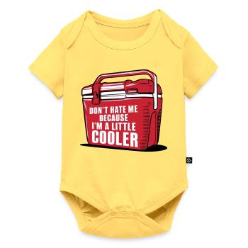 Lustiges cooleres Wortspiel "ein bisschen cooler" - Baby Premium Kurzarmbody - Pastellgelb - Vorne