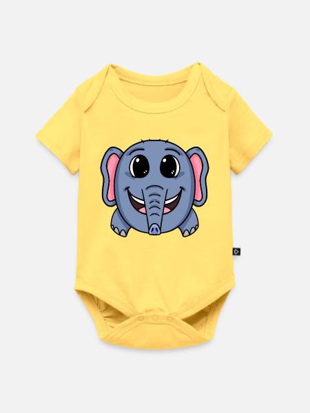 Elefant niedlich - Baby Premium Kurzarmbody - Pastellgelb