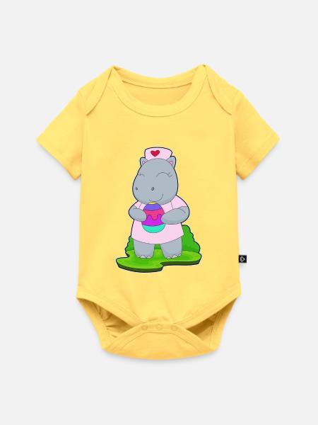 Nilpferd Ostern Krankenschwester - Baby Premium Kurzarmbody - Pastellgelb