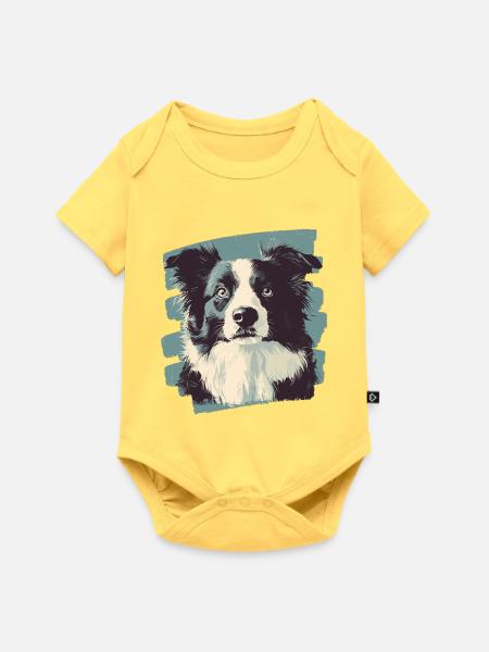 Border Collie - Baby Premium Kurzarmbody - Pastellgelb