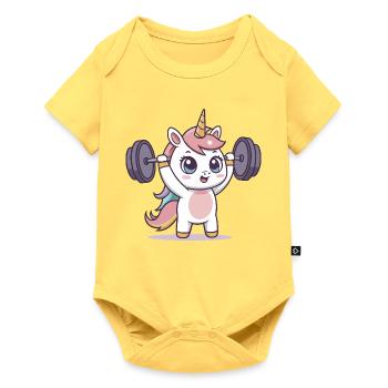 Unicorn Athlete in Training - Baby Premium short-sleeve bodysuit - sky yellow - Front