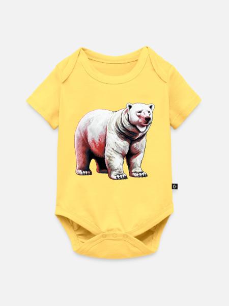 Weißer Eisbär - Baby Premium Kurzarmbody - Pastellgelb