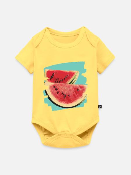 Wassermelone - Baby Premium Kurzarmbody - Pastellgelb