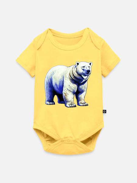 Weißer Eisbär - Baby Premium Kurzarmbody - Pastellgelb