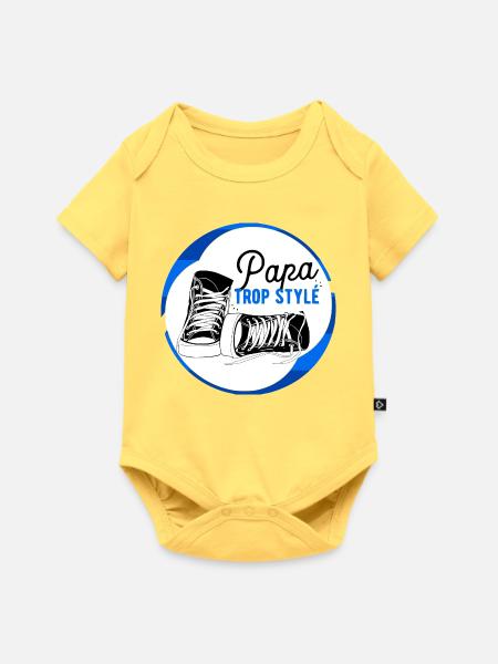 Papa zu stylisch - Baby Premium Kurzarmbody - Pastellgelb
