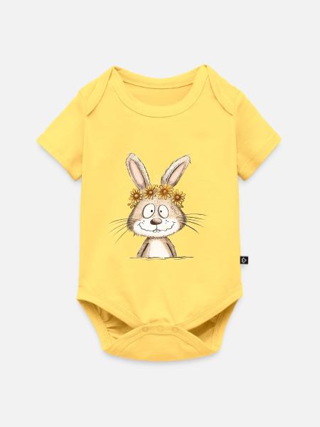 Drolliger Hase I Osterhase Häschen Frühling - Baby Premium Kurzarmbody - Pastellgelb