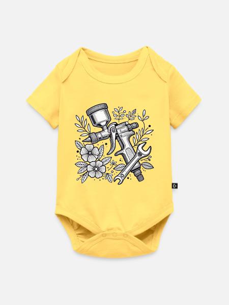 Lackierpistole - Baby Premium Kurzarmbody - Pastellgelb