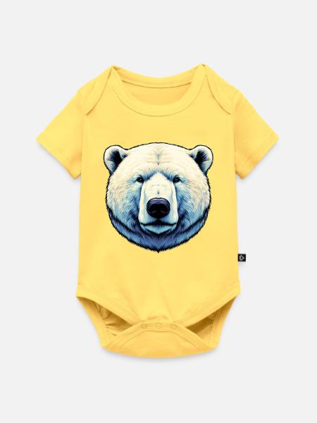 Weißer Eisbär - Baby Premium Kurzarmbody - Pastellgelb