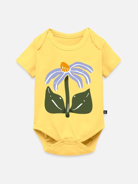 Stilisierte Wildblume - Baby Premium Kurzarmbody - Pastellgelb