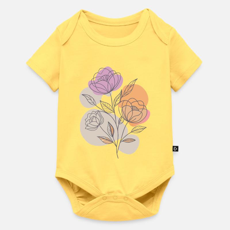 Fleurs - Printemps - Été - Dire - Body à manches courtes Premium Bébé - jaune pastel