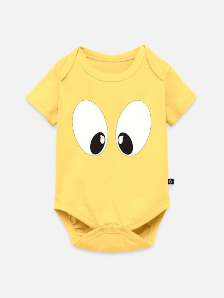 Comic Augen - Baby Premium Kurzarmbody - Pastellgelb