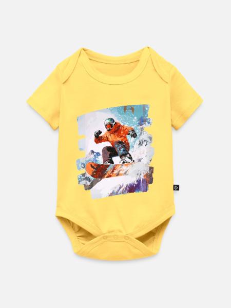Snowboarder Pulverschnee - Baby Premium Kurzarmbody - Pastellgelb