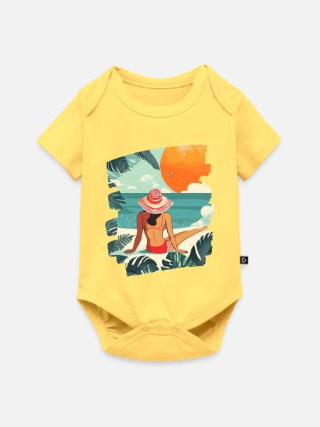 Sommer Retro - Baby Premium Kurzarmbody - Pastellgelb