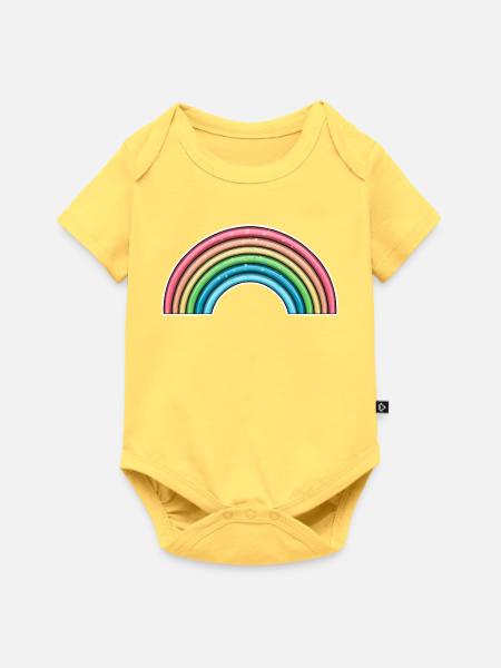 Lebendiges Regenbogen-Design - Baby Premium Kurzarmbody - Pastellgelb