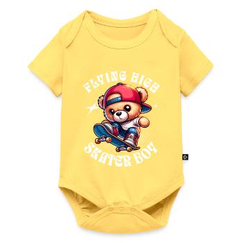 Skater teddy bear on skateboard - Baby Premium short-sleeve bodysuit - sky yellow - Front