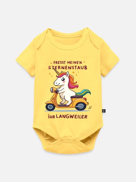 Roller-Einhorn - Baby Premium Kurzarmbody - Pastellgelb