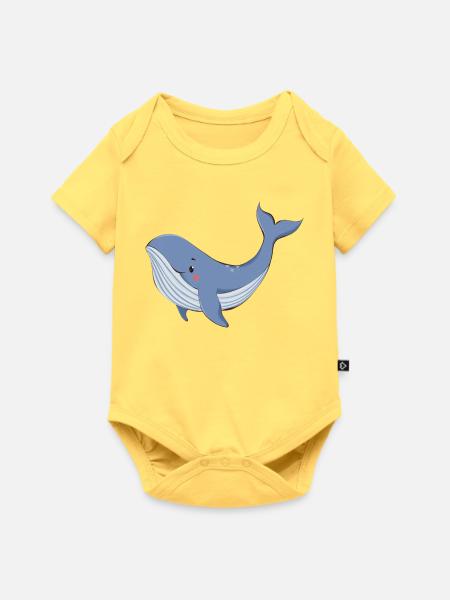 Blauwal - Baby Premium Kurzarmbody - Pastellgelb