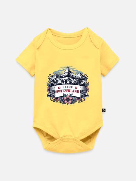 I LIKE SWITZERLAND - Baby Premium Kurzarmbody - Pastellgelb