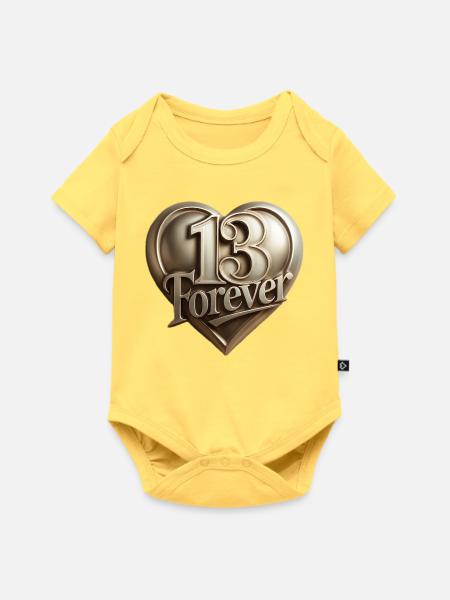 13forever in Herzform - Baby Premium Kurzarmbody - Pastellgelb