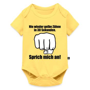 Nie wieder gelbe Zahne in 30 Sekunden - Baby Premium Kurzarmbody - Pastellgelb - Vorne