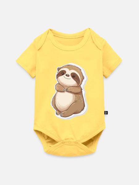 Faultier - Baby Premium Kurzarmbody - Pastellgelb