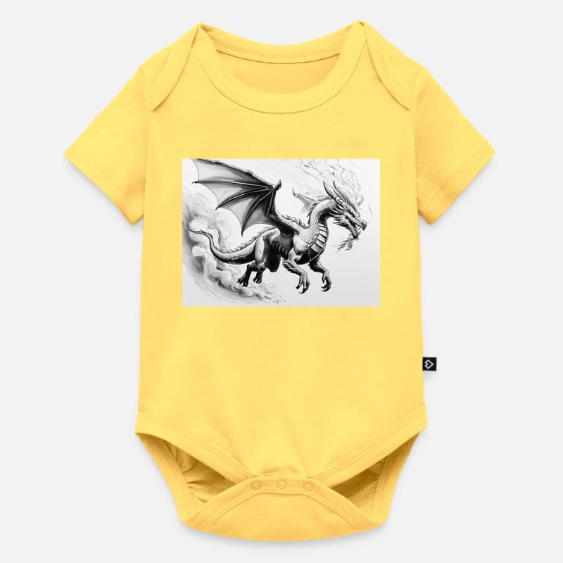 Dragon déterminé avec des ailes de feu - Body à manches courtes Premium Bébé - jaune pastel