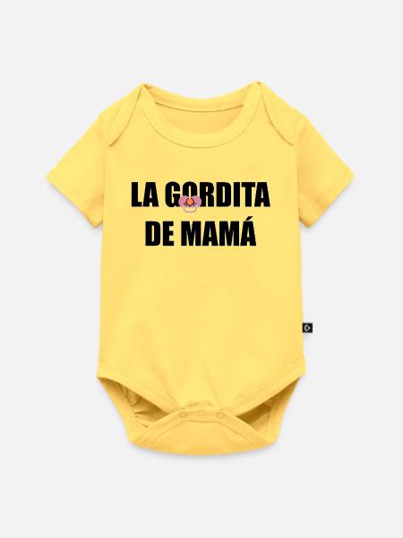 Mamas Molliger in SCHWARZ - Baby Premium Kurzarmbody - Pastellgelb